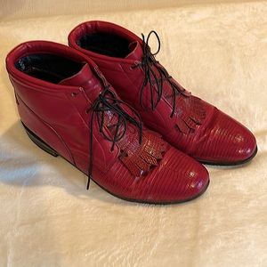 Justin Red leather lace up boots size 7 women’s